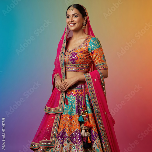 young beautiful woman in lehenga choli