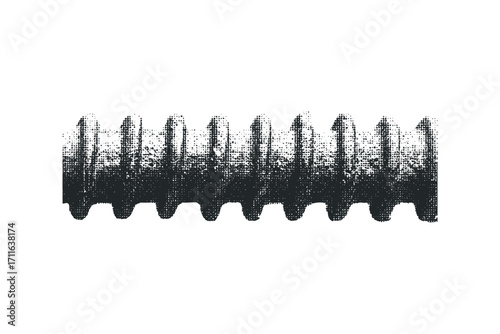 Grungy gear cog segment isolated. Vector hand drawn illustration