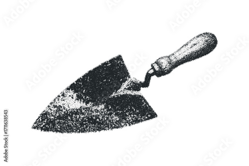 Trowel tool graphic on transparent background. Vector hand drawn illustration