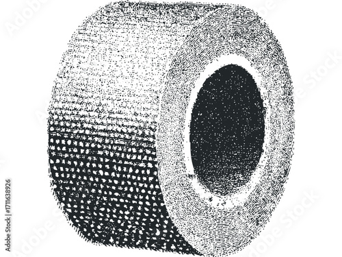 Textured roll of tape on a transparent background. Vector hand drawn illustration