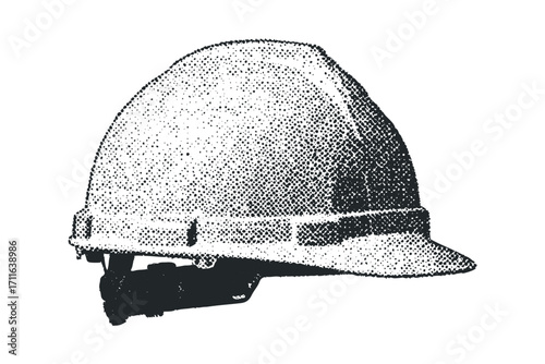 Stippled Hard Hat. Vector hand drawn illustration