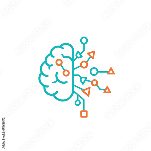Conceptual illustration of a human brain merging with a digital circuit board representing artificial intelligence and machine learning