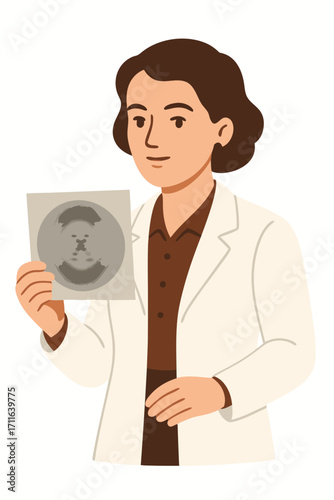 Woman Scientist Analyzing an X-ray Image in the Lab for Medical Research