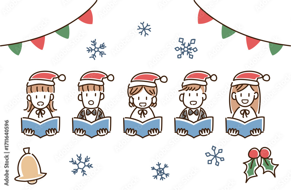 Fototapeta premium クリスマスの聖歌隊のイラスト
