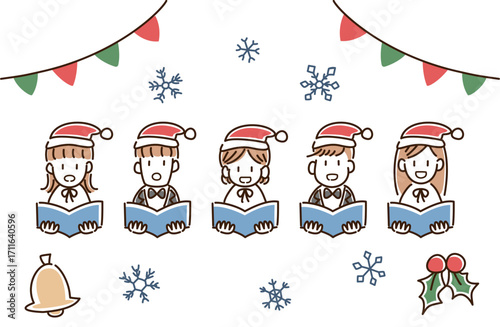 クリスマスの聖歌隊のイラスト