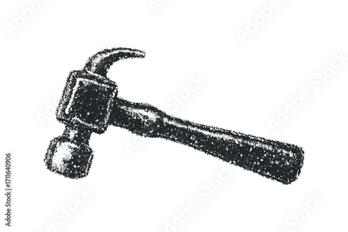 Hammer on white. Vector hand drawn illustration