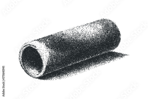 Textured cylindrical tube isolated on white, format. Vector hand drawn illustration