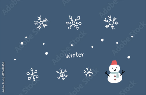 雪の結晶の手描き風ベクターイラスト