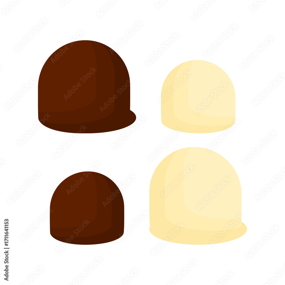 Fototapeta premium Illustration of half round chocolate chips in dark and white colors perfect for cake decoration cookies bread ice cream or sweet dessert topping