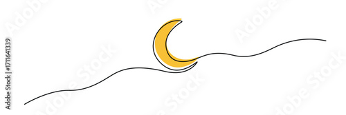 Wallpaper Mural Continuous line moon minimalist crescent for Eid and Ramadan decor Torontodigital.ca