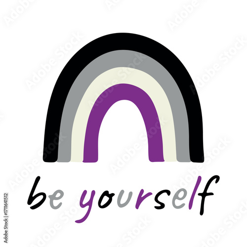 Colorful rainbow shape Asexual pride flag Happy pride day LGBTQIA community Pride Month Vector hand drawn doodle for posters, stickers, logo, cards