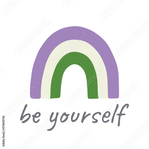 Colorful rainbow shape Genderqueer pride flag Happy pride day LGBTQIA community Pride Month Vector hand drawn doodle for posters, stickers, logo, cards