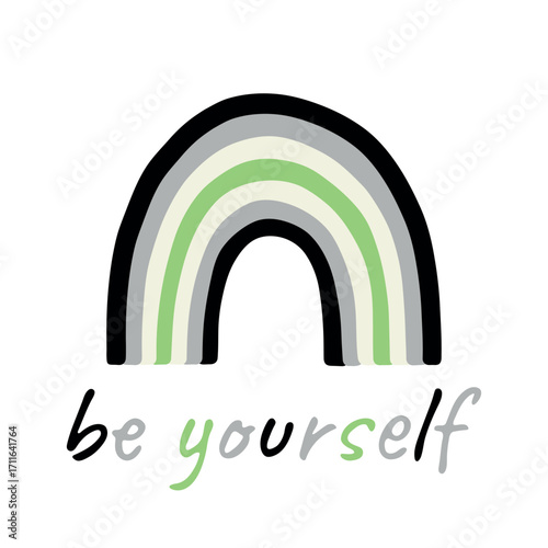 Colorful rainbow shape Agender pride flag Happy pride day LGBTQIA community Pride Month Vector hand drawn doodle for posters, stickers, logo, cards