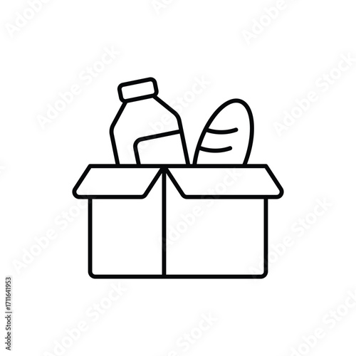 Food Bank Thin Line Vector Icon
