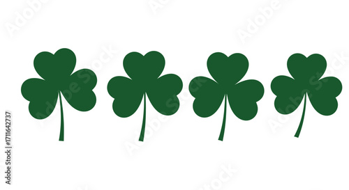 Four green shamrock leaves symbolizing luck and st patricks day celebration vector