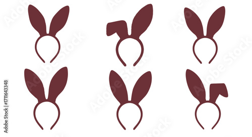 Set of six bunny ears headbands for easter and costume parties vector