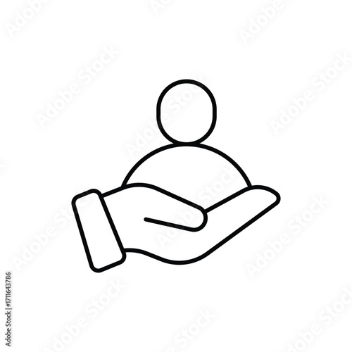 Helping Child Thin Line Vector Icon