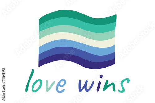 Colorful Gay men pride flag Happy pride day LGBTQ community Pride Month Vector hand drawn doodle for posters, stickers, logo, cards
