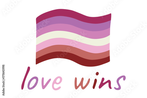 Colorful Lesbian pride flag Happy pride day LGBTQ community Pride Month Vector hand drawn doodle for posters, stickers, logo, cards
