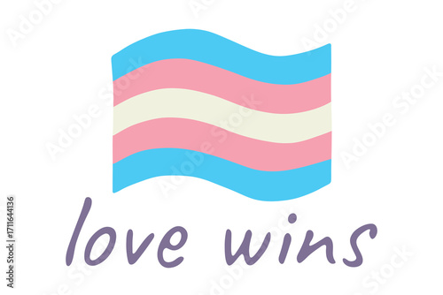 Colorful Transgender pride flag Happy pride day LGBTQ community Pride Month Vector hand drawn doodle for posters, stickers, logo, cards