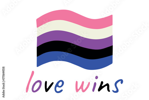 Colorful Gender fluid pride flag Happy pride day LGBTQ community Pride Month Vector hand drawn doodle for posters, stickers, logo, cards