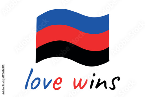 Colorful Polyamory pride flag Happy pride day LGBTQ community Pride Month Vector hand drawn doodle for posters, stickers, logo, cards