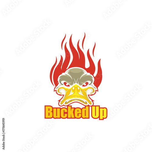 Bucked up logo with flames and a duck head