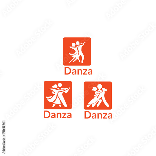 Danza logo with dancing figures in red squares