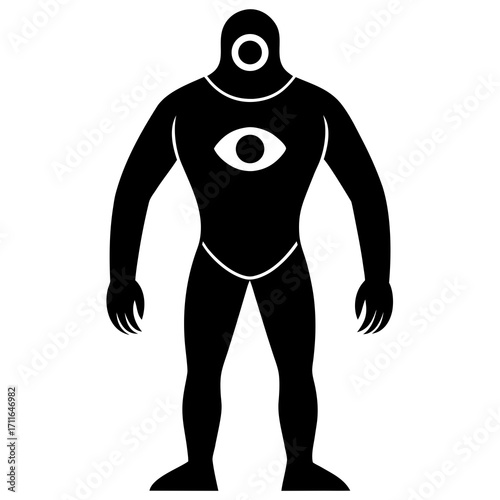 Cyclops Full Body Standing Icon Vector Silhouette