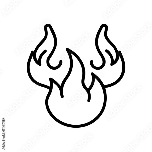 Devil Horns With Fire Icon Line Art