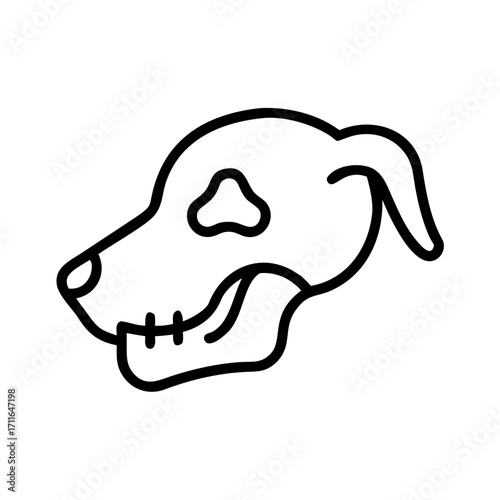 Dog Skull Minimal Icon Line Art