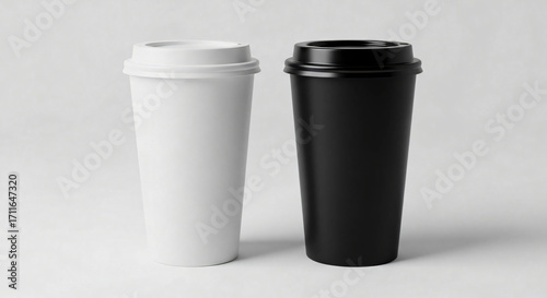 Wallpaper Mural Black and White Coffee Cups: Contrast and Minimalism Torontodigital.ca