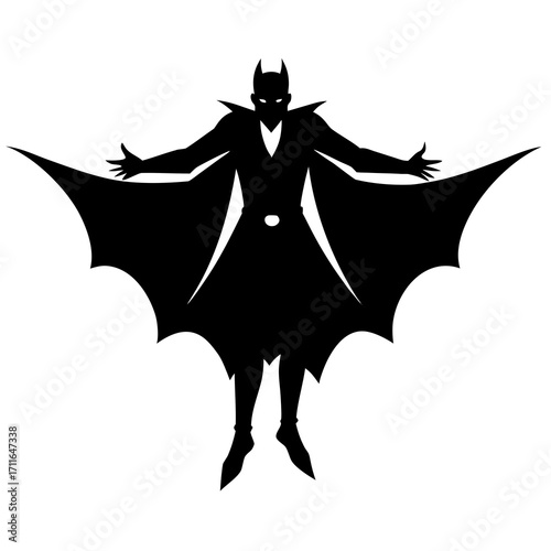 Dracula Flying With Cape Icon Vector Silhouette