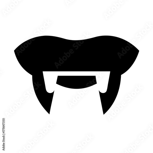 Dracula Fangs Close Up Icon Vector Silhouette