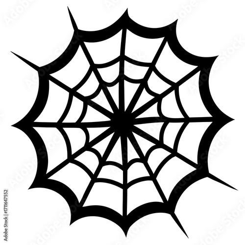 Eerie Spider Web With Broken Strands Icon Vector Silhouette
