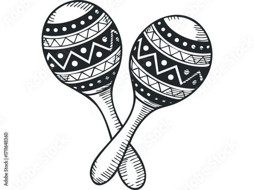 Hand Drawn Maracas. Vector hand drawn illustration