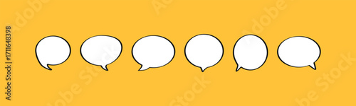 Hand-drawn circle speech bubbles. This vector set has a doodle or sketch style, making it ideal for comics, dialogue, and creative projects. Perfect for adding a fun, artistic touch to your work