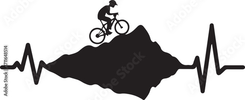 Silhouette of a horse and wolf on a map of Europe with a bicycle as an icon