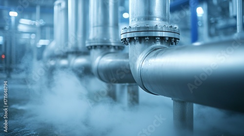Close up macro of water spray nozzles inside Power Plant Emissions Scrubbers unit. 