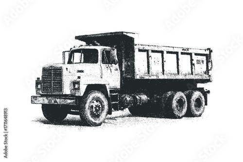Heavy Duty Dump Truck. Vector hand drawn illustration