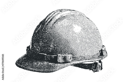 Protective hard hat on transparent. Vector hand drawn illustration