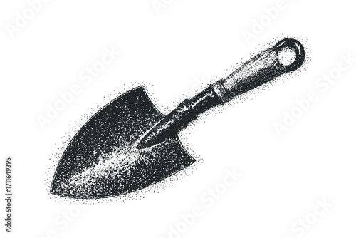 Hand trowel tool on transparent background. Vector hand drawn illustration