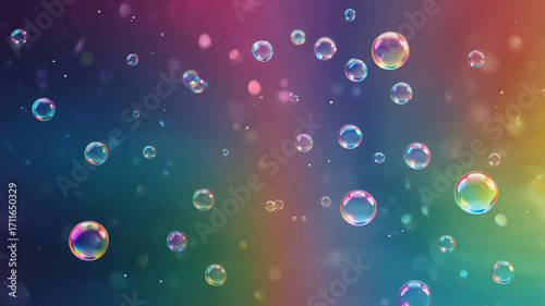 Wallpaper Mural A photorealistic abstract rainbow pastel background with floating soap bubbles, soft highlights, bokeh light, and transparent shimmer, evoking a dreamy, magical atmosphere. Abstract background Torontodigital.ca