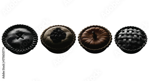 Four different black buttons assortment for sewing apparel crafting and design projects vector