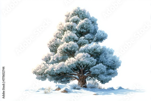 Snow covered pine tree winter season forest nature illustration isolated design symbol