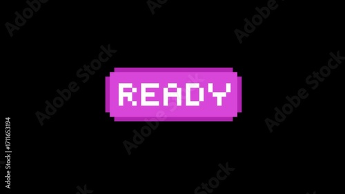 Retro Pixel Game Start - Ready Button Animation with 8-bit Style.