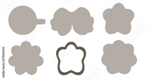 Set of six unique metal cookie cutters for baking and crafting fun shapes vector