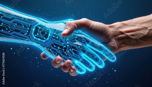 Futuristic technology collaboration digital landscape concept art virtual reality close-up human-machine interaction