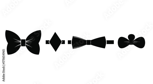 Collection of five distinct black bow ties isolated studio shot elegant formal wear accessories vector