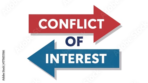 Navigating ethical dilemmas with contrasting directional arrows illustrating conflict of interest challenges